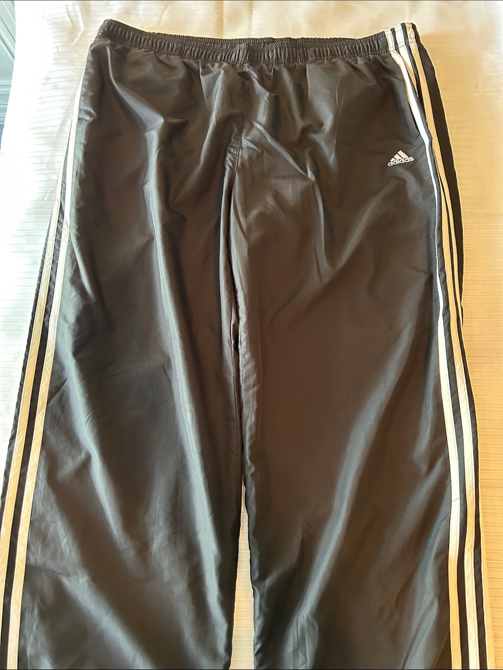 adidas Black Track Pants with White Side Stripes